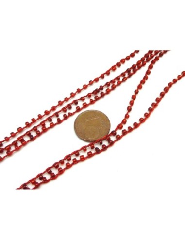 1m de chaînette de rocaille  de couleur rouge...