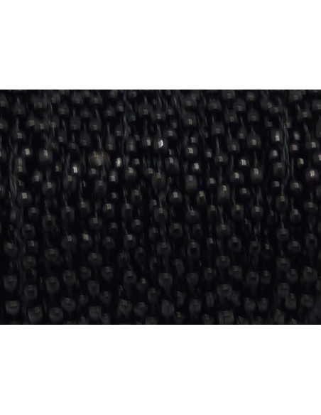 1m de chaînette de rocaille  de couleur noir sur fil de nylon tressé, rocailles en verre 2,3mm