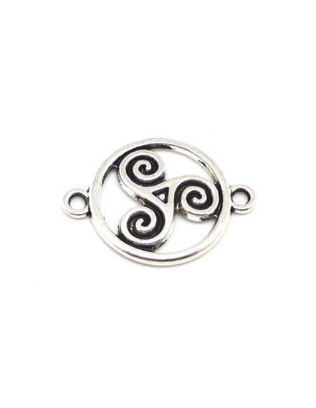 Connecteur triskel, intercalaire en métal argenté 20mm