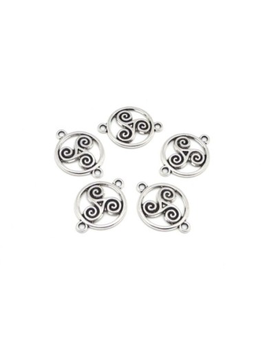 Perle connecteur triskel en métal argenté 20mm