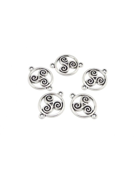 Perle connecteur triskel en métal argenté 20mm
