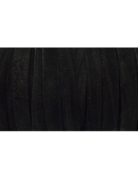 R-50cm de Cordon daim plat 10mm de couleur noir - DAIM VERITABLE - CUIR RETOURNE