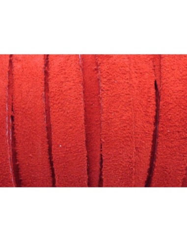 50cm de Cordon daim plat 10mm de couleur rouge...
