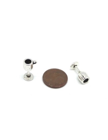 Lot de 10 Breloques verre à pied, coupe, tassou en métal argenté 15,4mm 