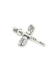 Breloques libellule en métal argenté 19,2mm