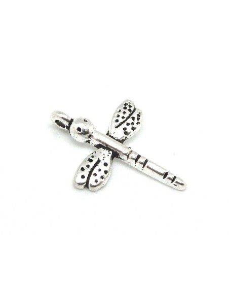 Breloques libellule en métal argenté 19,2mm