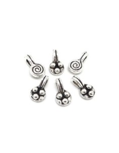Petites Breloques ronde spirale en métal argenté 8,9mm