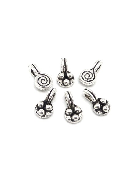Petites Breloques ronde spirale en métal argenté 8,9mm