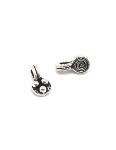 Petites Breloques ronde spirale en métal argenté 8,9mm