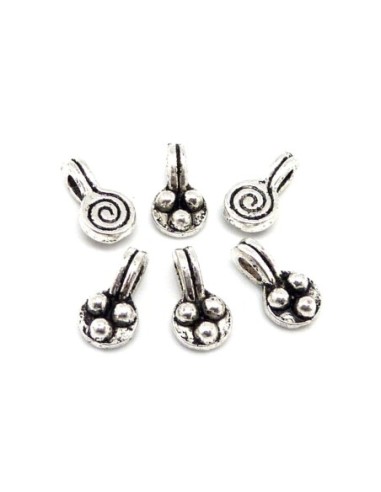 Petites Breloques ronde spirale en métal argenté 8,9mm