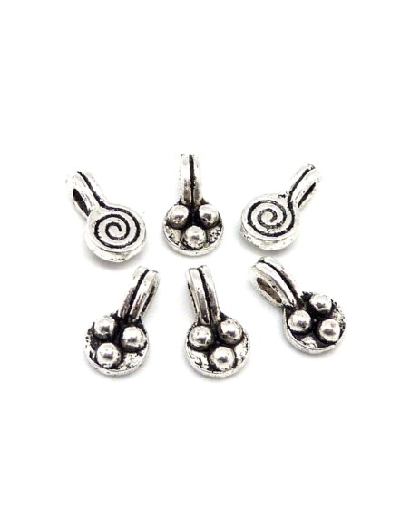 Petites Breloques ronde spirale en métal argenté 8,9mm