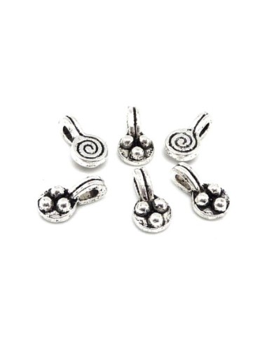 Petites Breloques ronde spirale en métal argenté 8,9mm