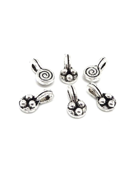 Petites Breloques ronde spirale en métal argenté 8,9mm