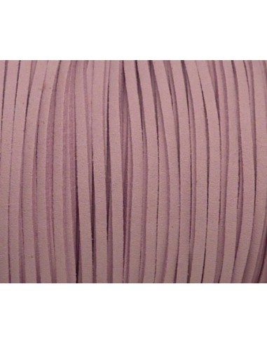 Cordon plat daim synthétique suédine de couleur parme clair 2,5mm