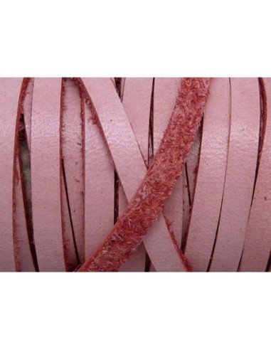 1m de lanière cuir plat 3mm de couleur rose pâle - CUIR VERITABLE