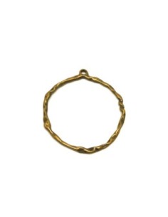 Grand pendentif anneau 82mm en métal de couleur bronze martelé travaillé