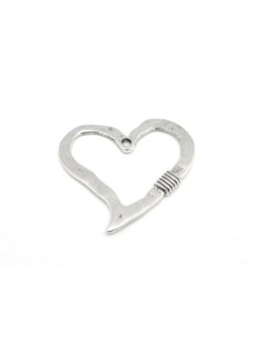 Grand Pendentif coeur évidé en métal argenté 57mm