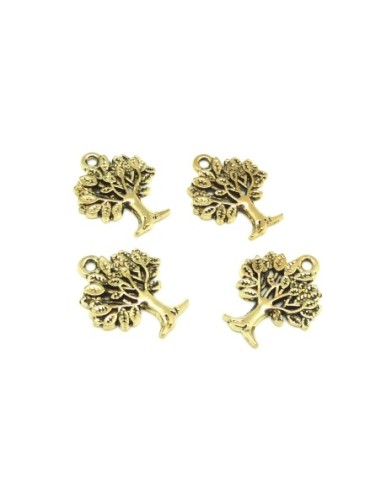 5 Breloques arbre de vie 21,1mm en métal doré pâle