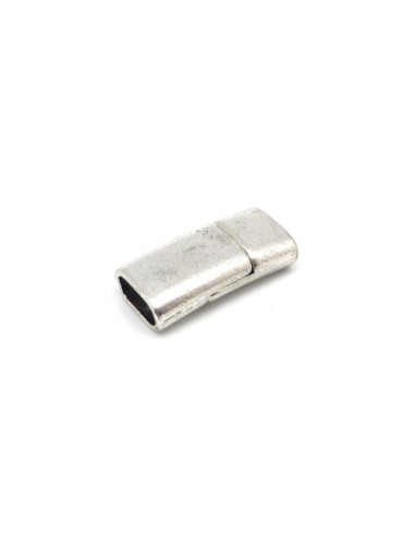 Fermoir aimanté rectangle arrondi en métal argenté  pour lanière de 9mm