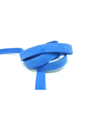 50cm de Cordon daim plat 10mm de couleur bleu majorelle - DAIM VERITABLE - CUIR RETOURNE