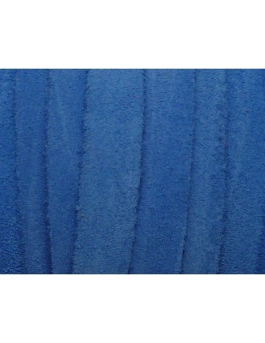 50cm de Cordon daim plat 10mm de couleur bleu majorelle - DAIM VERITABLE - CUIR RETOURNE