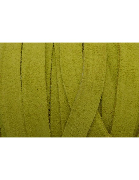 50cm de Cordon daim plat 10mm de couleur vert anis, jaune anis, jaune chartreuse - DAIM VERITABLE - CUIR