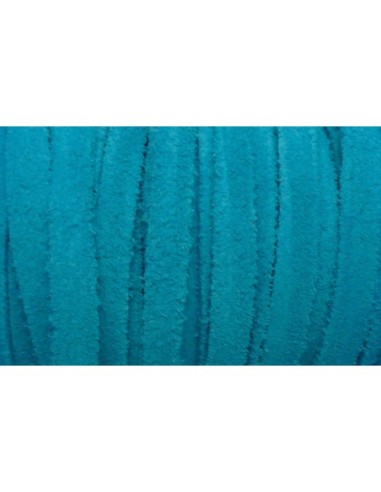 50cm de Cordon daim plat 7mm de couleur bleu turquoise - DAIM VERITABLE - CUIR