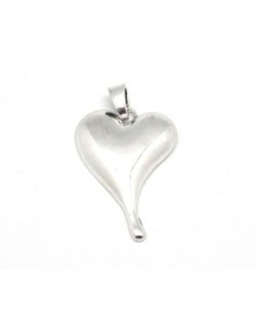 1 Grand Pendentif coeur 58,6mm en métal argenté bombé avec attache