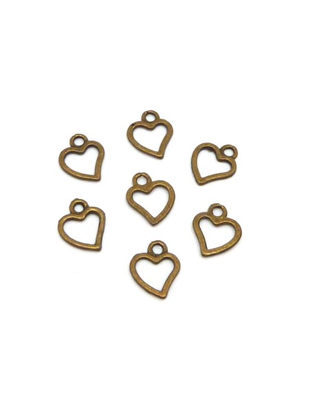 Charm coeur évidé en métal de couleur bronze