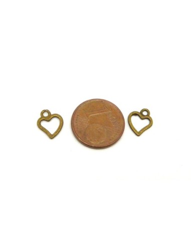 Charm coeur évidé en métal de couleur bronze