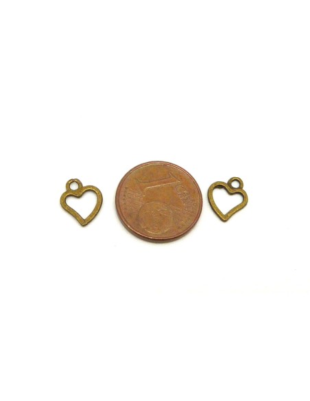 Charm coeur évidé en métal de couleur bronze