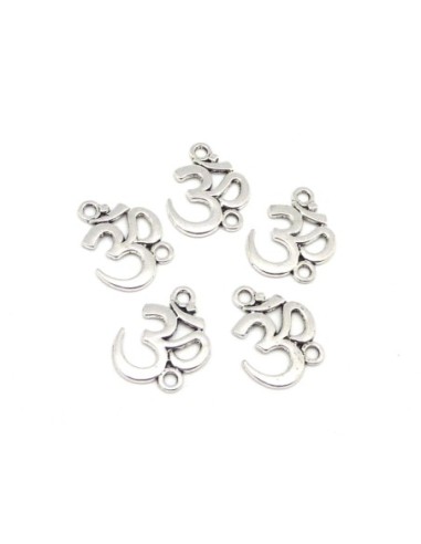 Connecteur symbole "Om" de l'absolu en métal argenté 21mm - porte bonheur