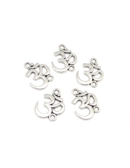 Connecteur symbole "Om" de l'absolu en métal argenté 21mm - porte bonheur