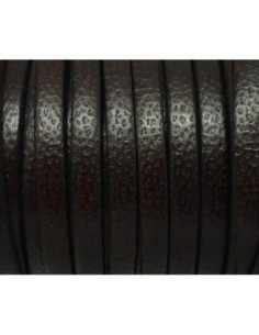 50cm Lanière Cuir plat 5mm texturé de couleur marron foncé brun - CUIR VERITABLE 