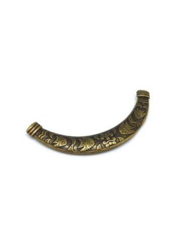 Plastron pendentif Connecteur travaillé motif poisson ethnique 12cm en métal de couleur bronze