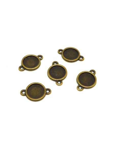 R-10 Supports cabochon connecteur rond pour cabochon 10mm en métal de couleur bronze
