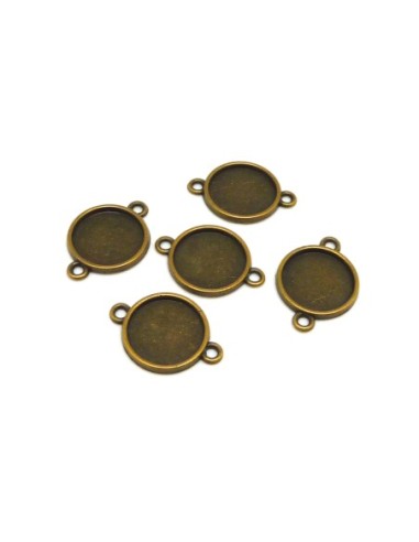 Support cabochon connecteur rond pour cabochon 14mm en métal de couleur bronze