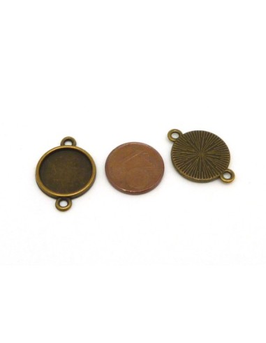 Support cabochon connecteur rond pour cabochon 14mm en métal de couleur bronze