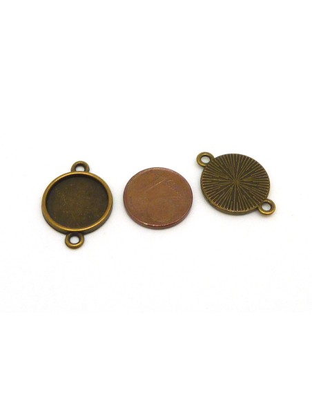 Support cabochon connecteur rond pour cabochon 14mm en métal de couleur bronze