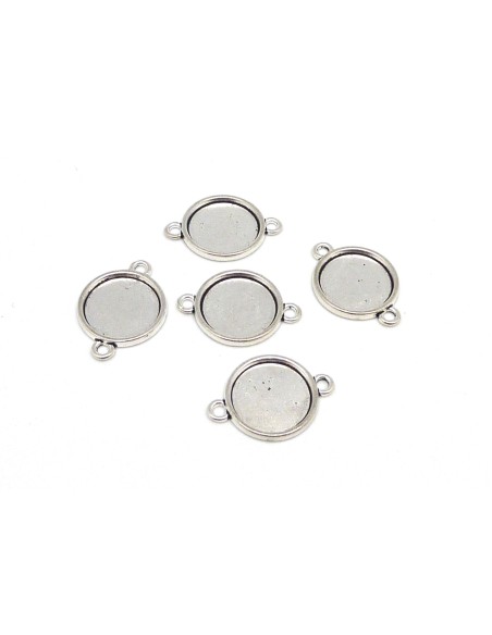 Support cabochon connecteur rond pour cabochon 14mm en métal argenté