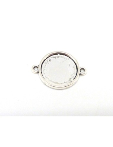 5 Supports cabochon connecteur rond pour cabochon 16mm en métal argenté
