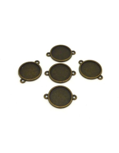 Support cabochon connecteur rond pour cabochon 16mm en métal de couleur bronze