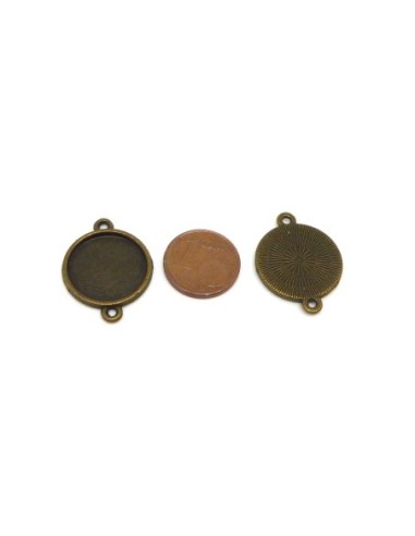 Connecteur rond pour cabochon 16mm en métal de couleur bronze
