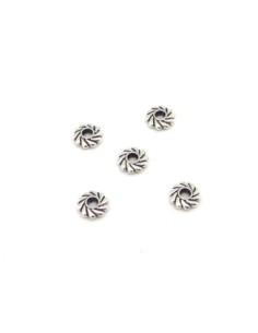 Mini Perles intercalaire rondelle anneau travaillé 5mm en métal argenté  2