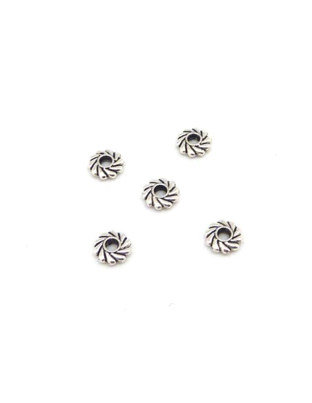 Mini rondelle argenté travaillé 5mm