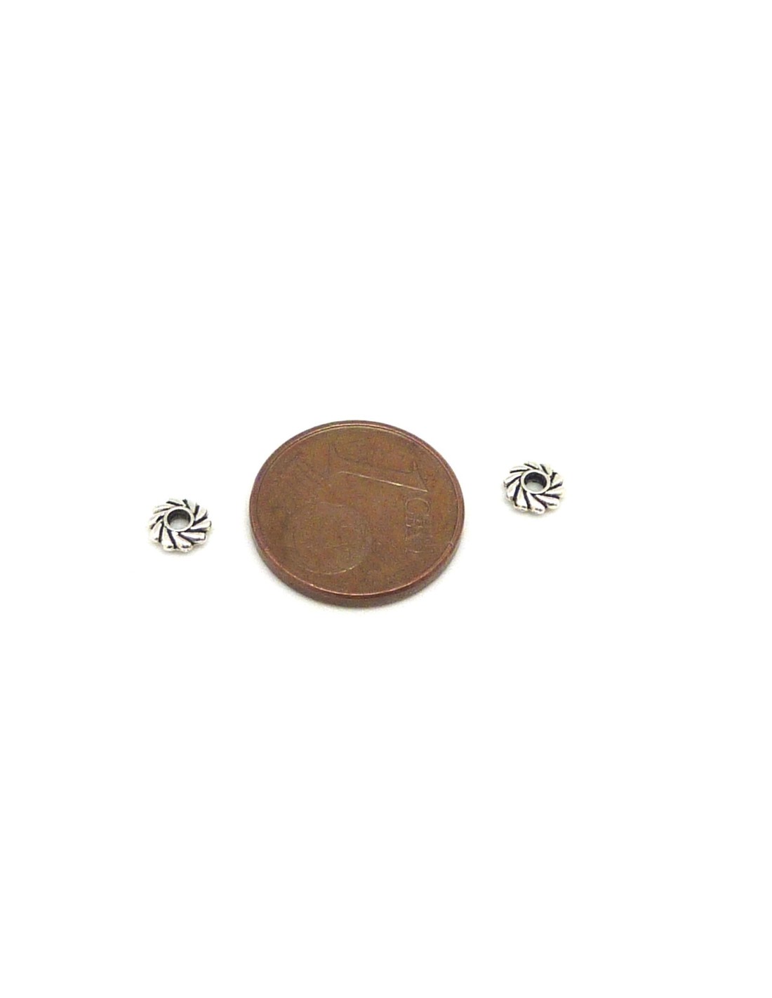 Mini Perles rondelle anneau travaillé 4,9mm en métal de couleur bronze