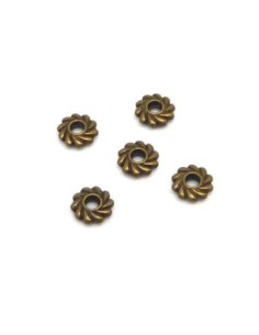 100 Mini Perles intercalaire rondelle anneau travaillé 4,9mm en métal de couleur bronze 2
