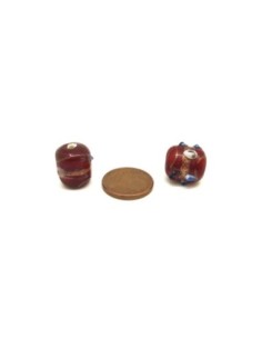Perles tube en verre style Murano de couleur rouge et cuivré  2