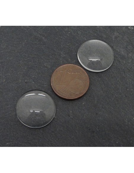 Lot de 5 Cabochons 16mm rond loupe en verre