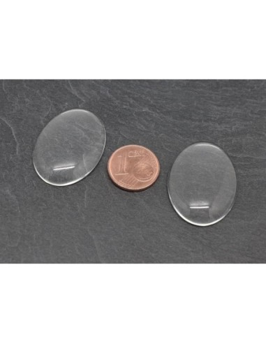 Lot de 2 Cabochons ovale 22 x 30mm loupe en verre